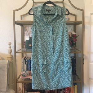 Banana Republic Blue Flowy Collared Dress